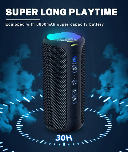Enceinte Portable Bluetooth 5.3 sans Fil avec Bass Puissantes, Étanche IPX7, Subwoofer à 360