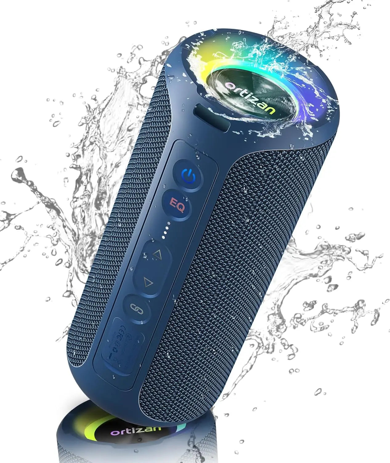 Enceinte Portable Bluetooth 5.3 sans Fil avec Bass Puissantes, Étanche IPX7, Subwoofer à 360