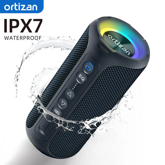 Enceinte Portable Bluetooth 5.3 sans Fil avec Bass Puissantes, Étanche IPX7, Subwoofer à 360