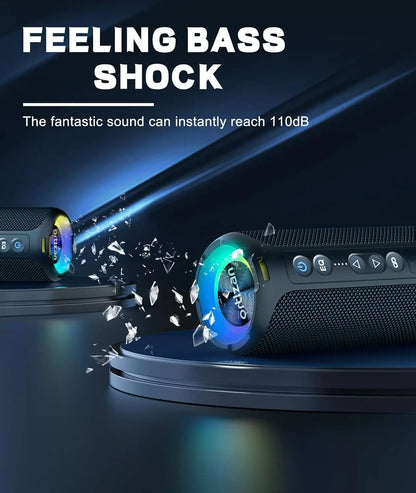 Enceinte Portable Bluetooth 5.3 sans Fil avec Bass Puissantes, Étanche IPX7, Subwoofer à 360