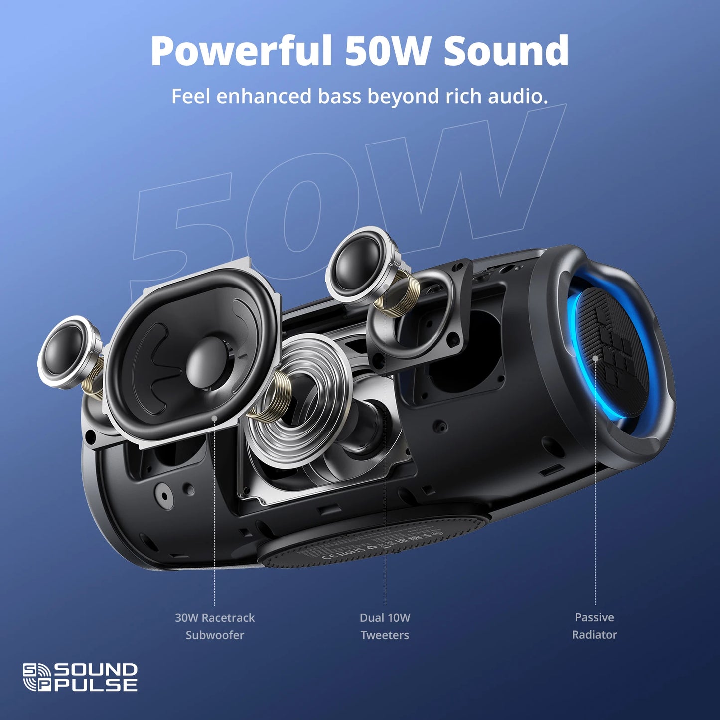 Haut-parleur Bluetooth portable, basses puissantes et aigus